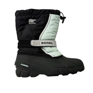 Sorel Flurry Winter Water Resistant Snow Boot Blue and Black Size 5 Youth